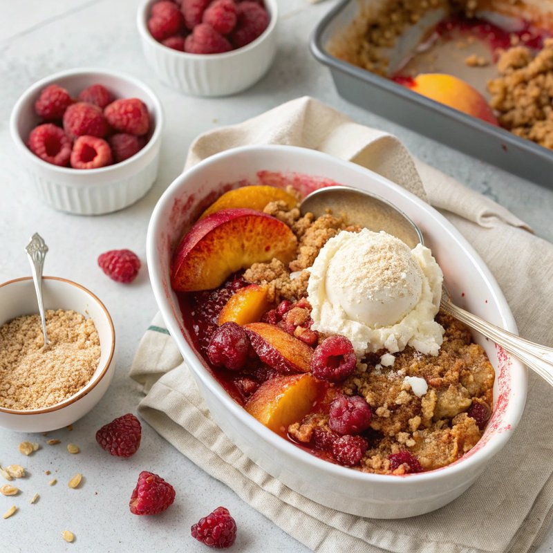Nectarine and Raspberry Crumble