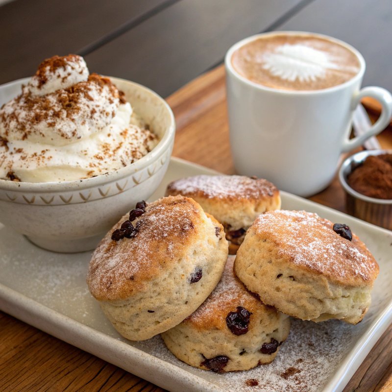 Classic British Scones with Clotted Cream Cappuccino