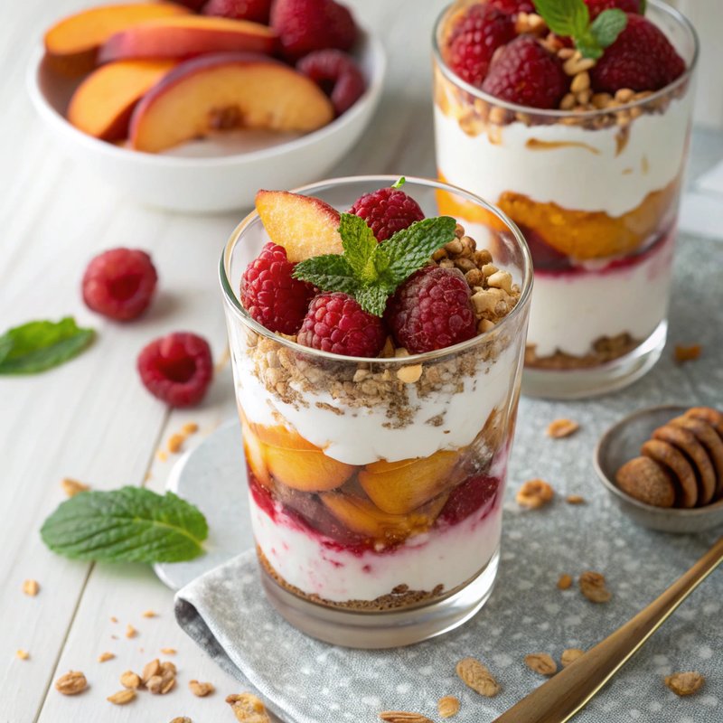 Peach and Raspberry Parfait