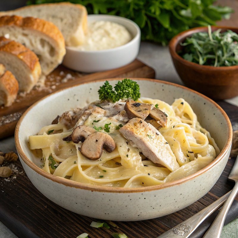 Creamy Parmesan Pasta with Mushrooms and Chicken