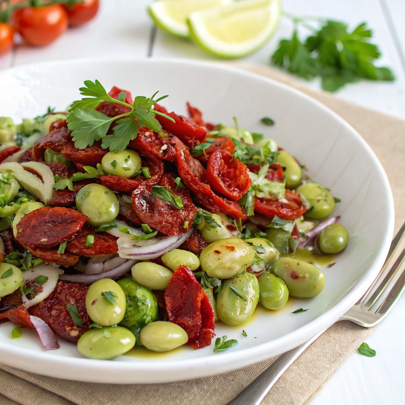 Mediterranean Fava Bean and Sun-Dried Tomato Salad