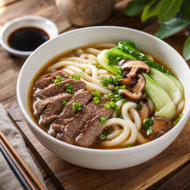 Hearty Beef Udon Soup - Immerse yourself in the rich flavors of Japan with this Hearty Beef Udon Soup. This comforting dish features tender slices of beef sirloin, thick, che