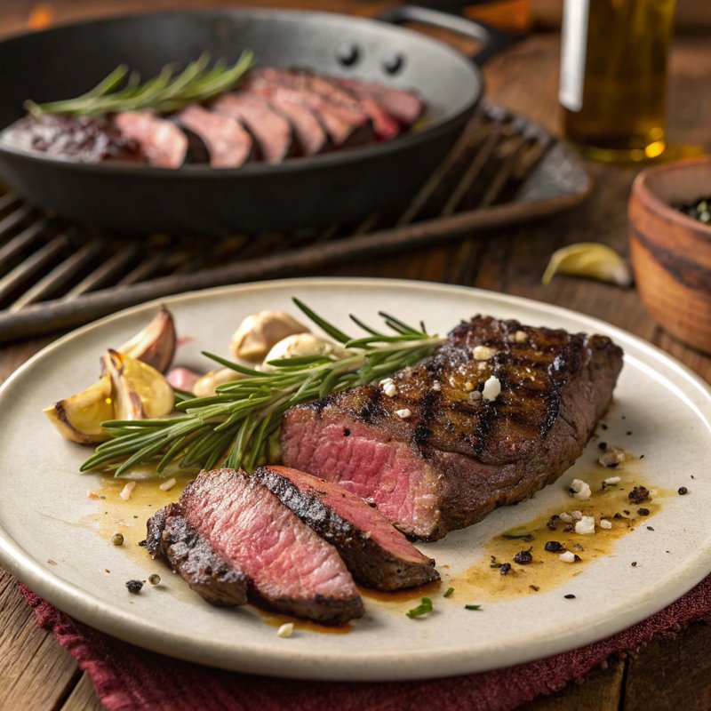 Grilled Hanger Steak with Garlic and Rosemary