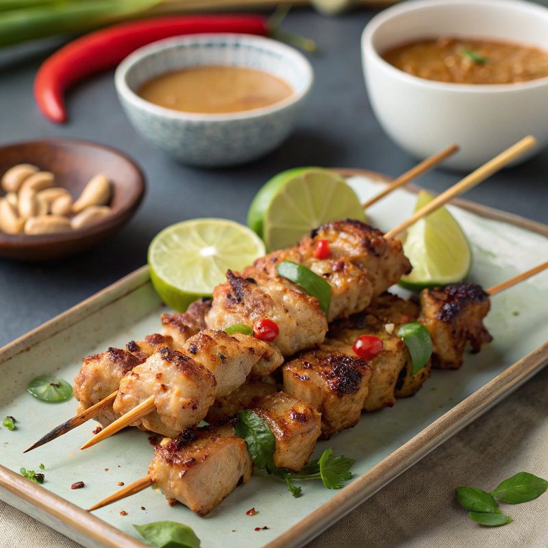 Sizzling Thai Peanut Chicken Skewers