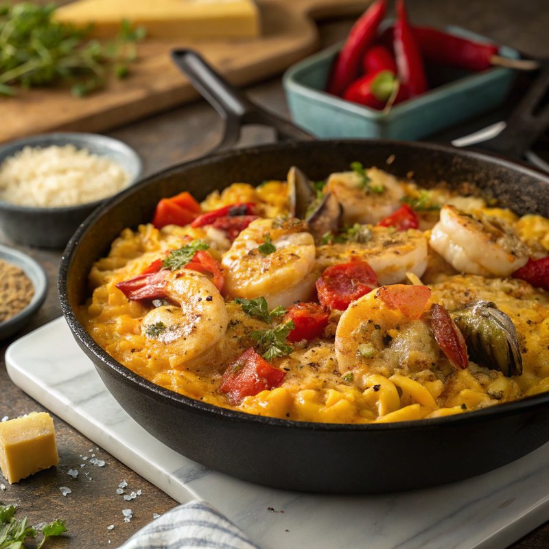 Paella-Inspired Mac and Cheese