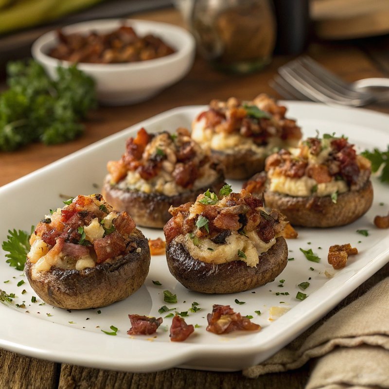 Bacon and Onion Stuffed Mushrooms
