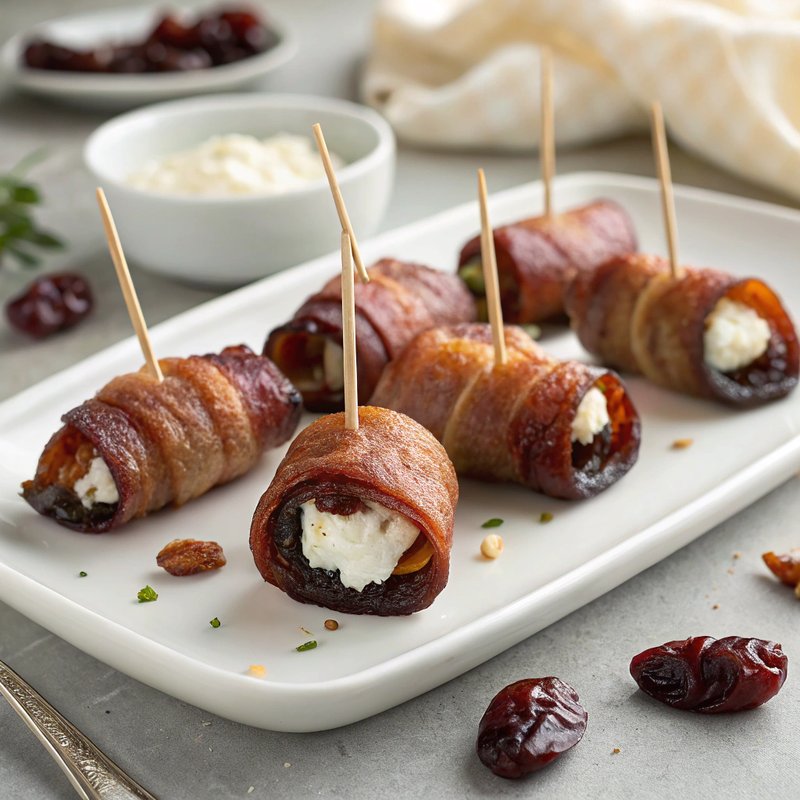 Bacon Wrapped Dates with Goat Cheese