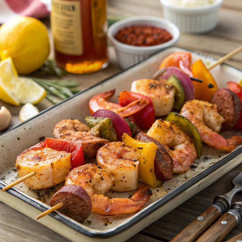 Cajun Prawn and Sausage Skewers