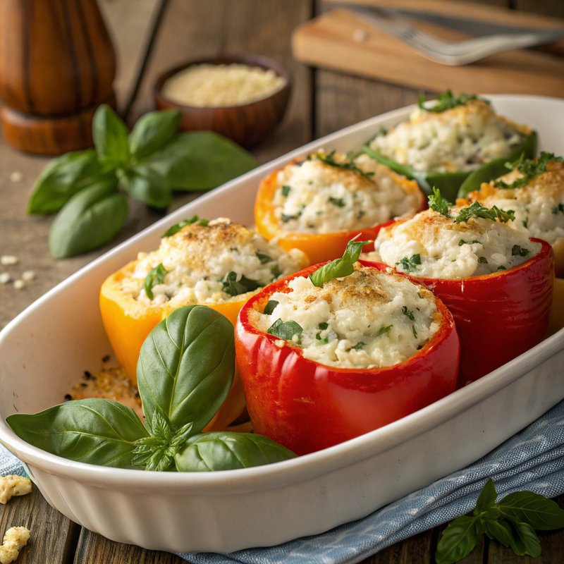 Basil and Ricotta Stuffed Bell Peppers