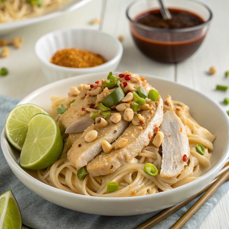 Enhanced Thai Peanut Chicken and Noodles