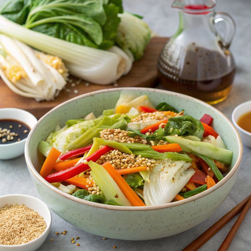 Bok Choy and Napa Cabbage Salad with a Tangy Dressing