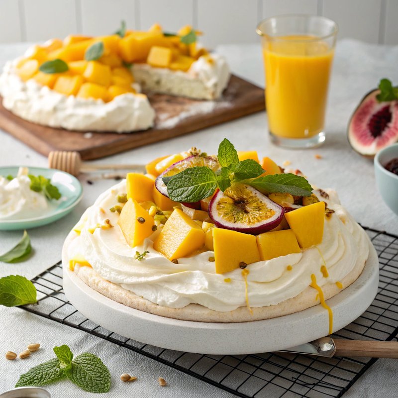 Tropical Mango and Passionfruit Pavlova
