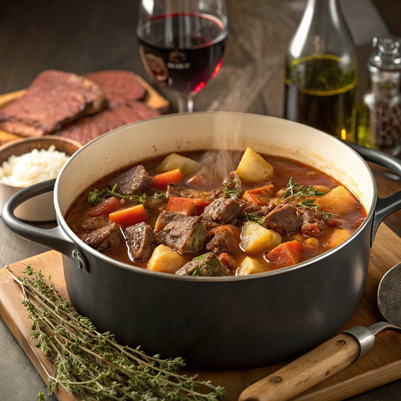 Hearty Beef Stew with Thyme and Red Wine