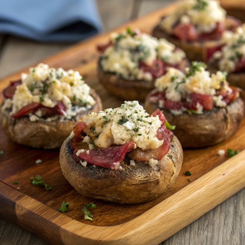 Pastrami and Blue Cheese Stuffed Mushrooms