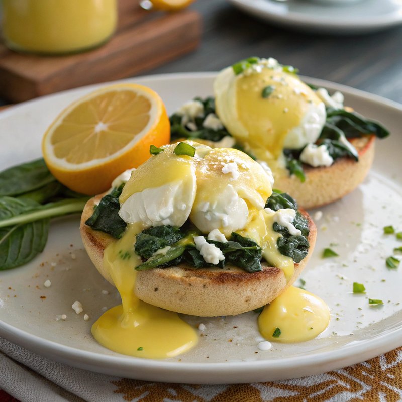 Greek Eggs Benedict with Lemon Hollandaise