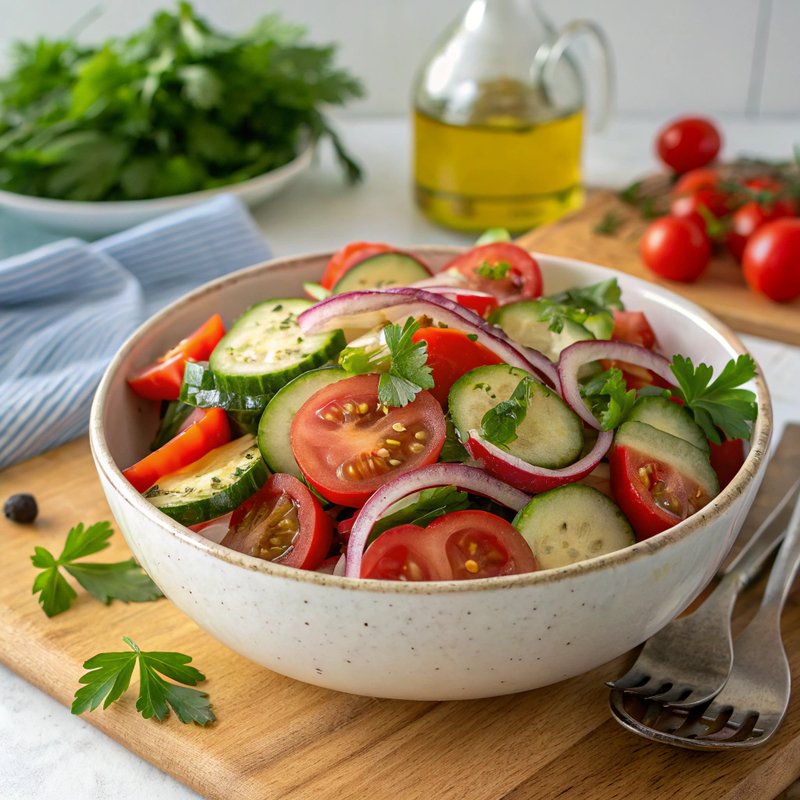 Cucumber Tomato and Onion Salad