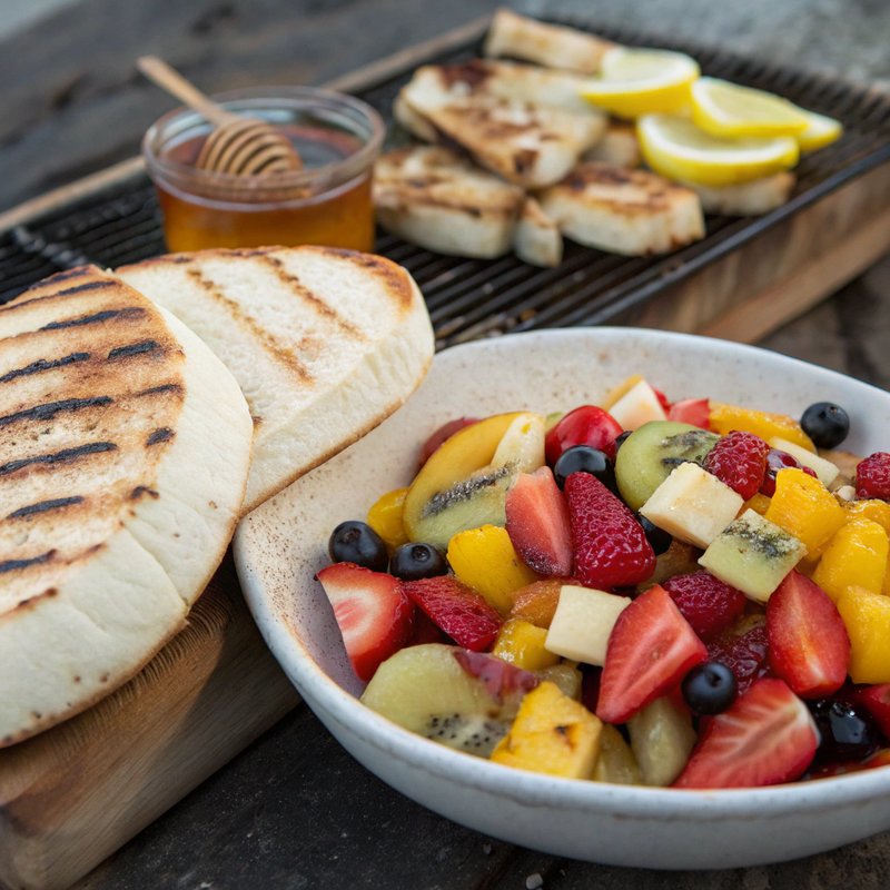 South African Roosterkoek with Refreshing Fruit Salad