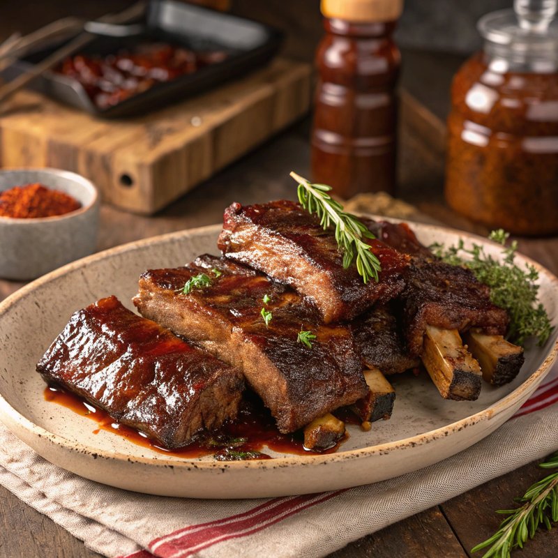 Savory Beef Plate Ribs with Barbecue Glaze