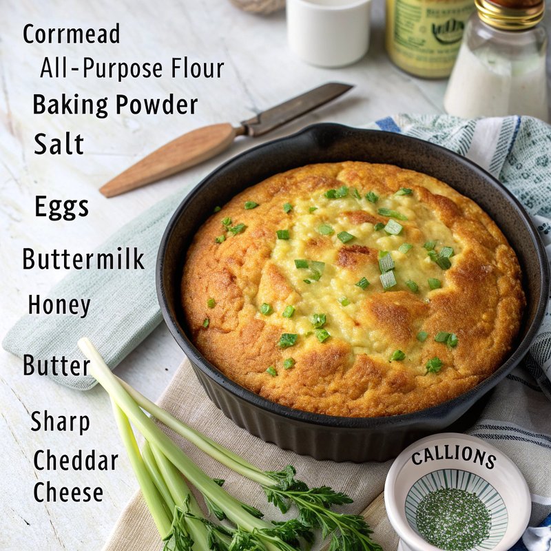 Rustic Cornbread with Cheddar and Scallions