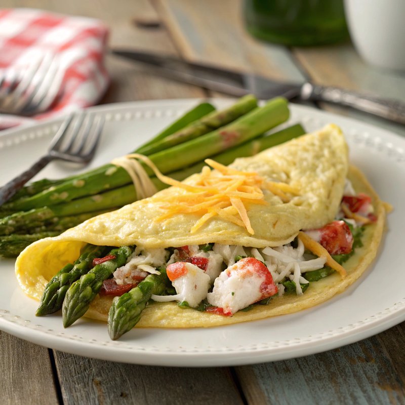 Crab and Asparagus Omelette