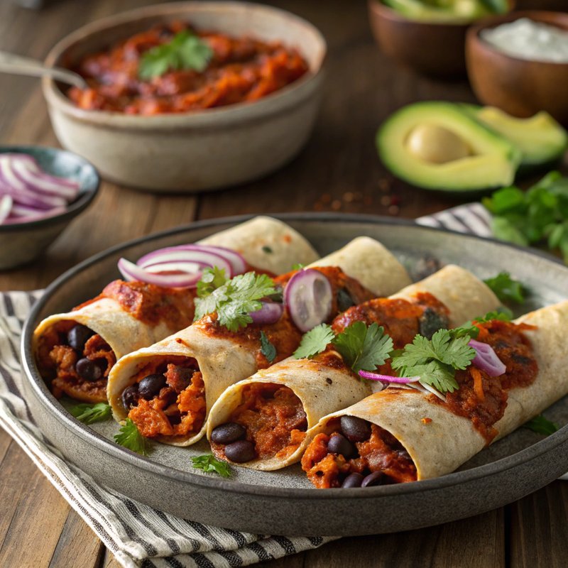 Vegan Sweet Potato Black Bean Enchiladas