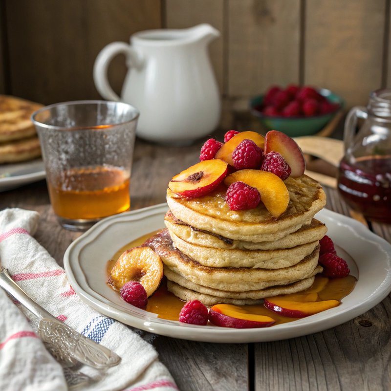 Nectarine and Raspberry Pancakes
