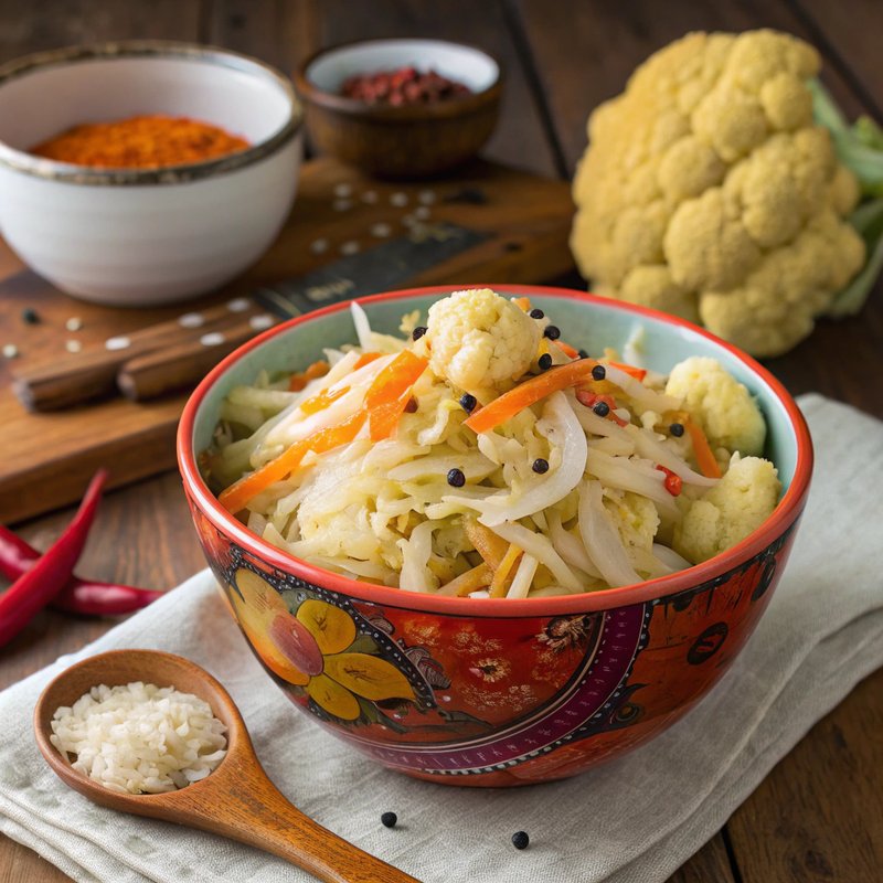 Tangy Cabbage and Cauliflower Pickle
