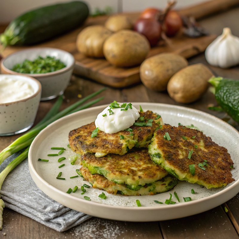 Crispy Cabbage and Zucchini Latkes