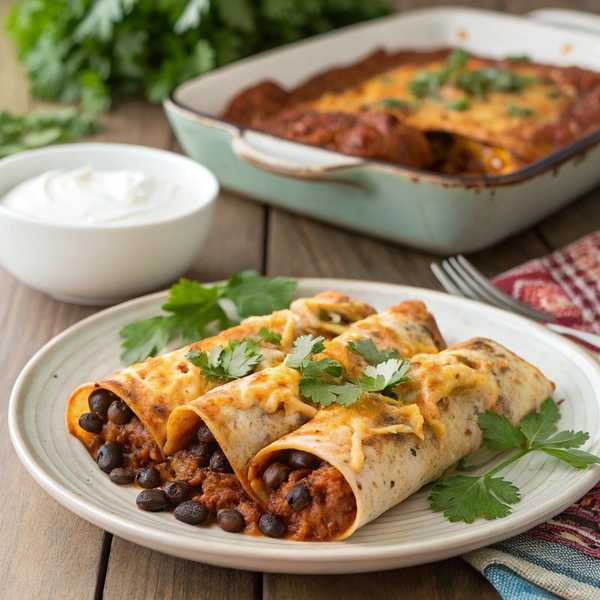 Pinto Bean and Black Bean Enchiladas