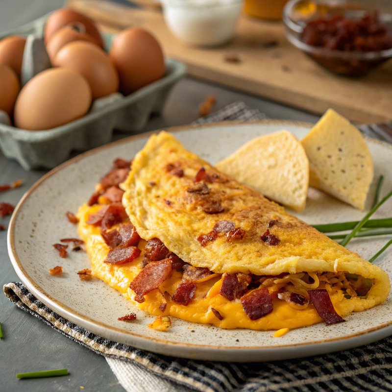 Bacon and Cheddar Omelette with a Twist