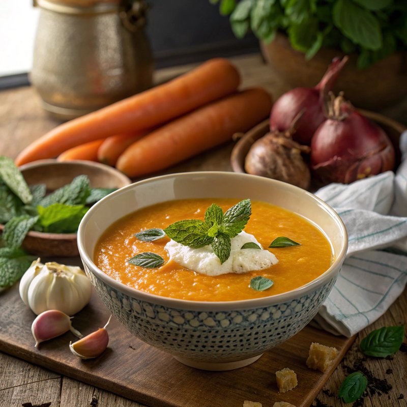Creamy Carrot and Mint Soup