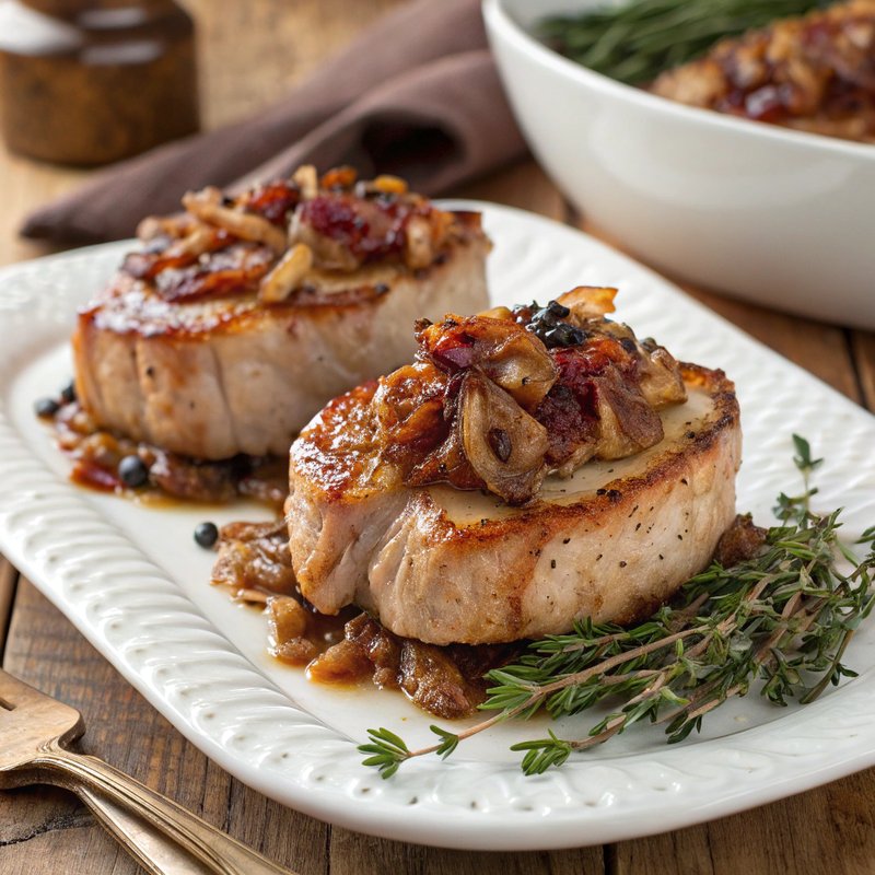 Onion and Bacon Stuffed Pork Chops