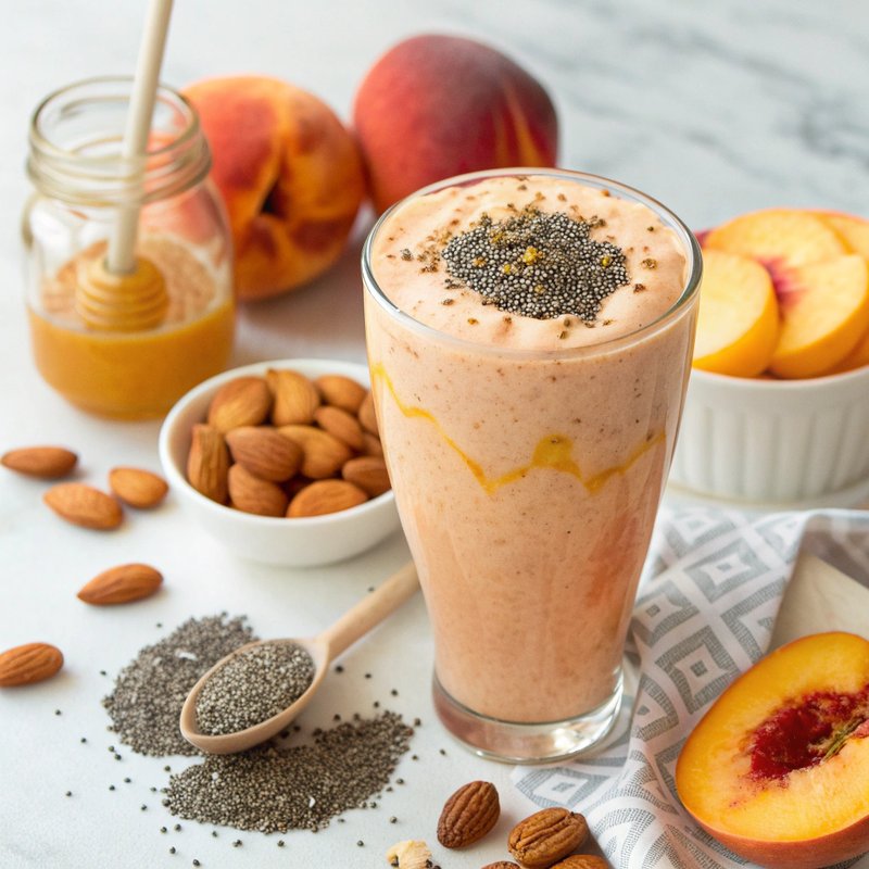Creamy Peach Protein Shake - Transport yourself to a sun-drenched orchard with this Creamy Peach Protein Shake. Bursting with the luscious flavor of ripe peaches, this shake is no