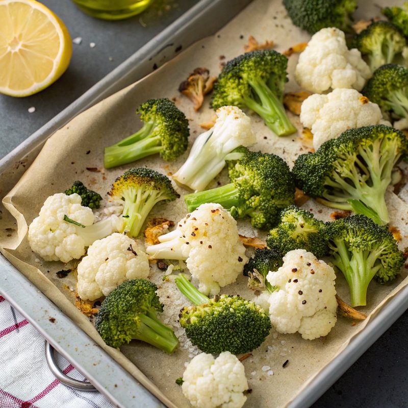 Roasted Parmesan Broccoli and Cauliflower