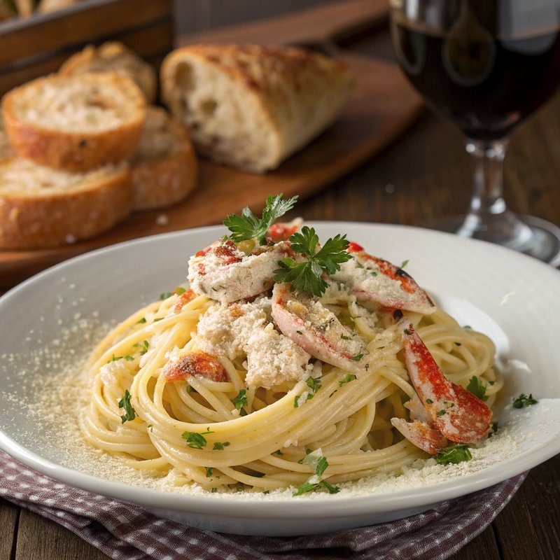 Crab and Linguine in Garlic Sauce