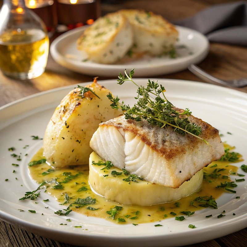 Pacific Halibut with Herb-Infused Potato Fondant
