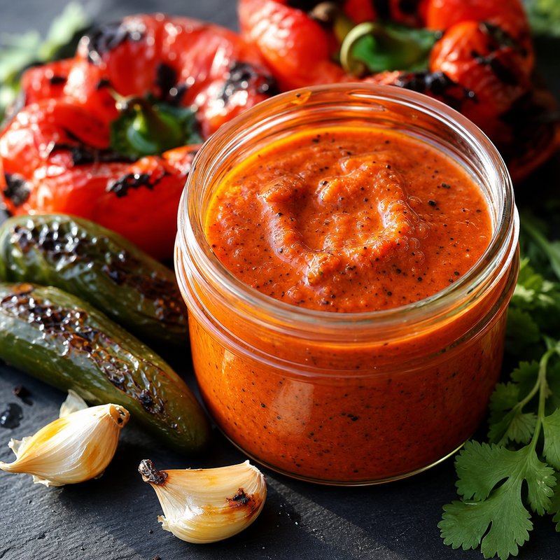 Smoky Roasted Pepper Sauce - Elevate your culinary game with this Smoky Roasted Pepper Sauce, a vibrant blend of flavors that tantalizes the taste buds and adds a delightful kick 