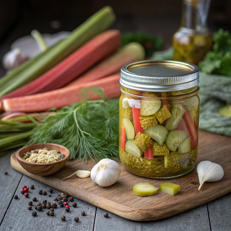 Tangy Rhubarb and Dill Pickles