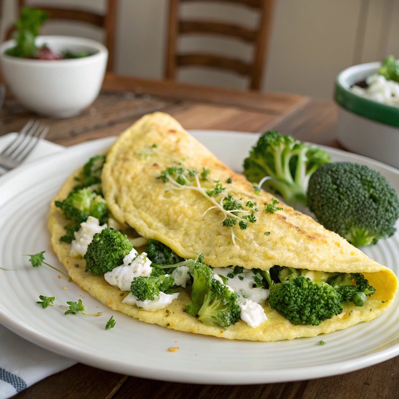 Broccoli and Goat Cheese Omelette