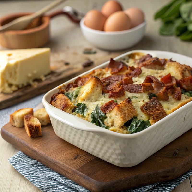 Savory Swiss Chard and Bacon Strata