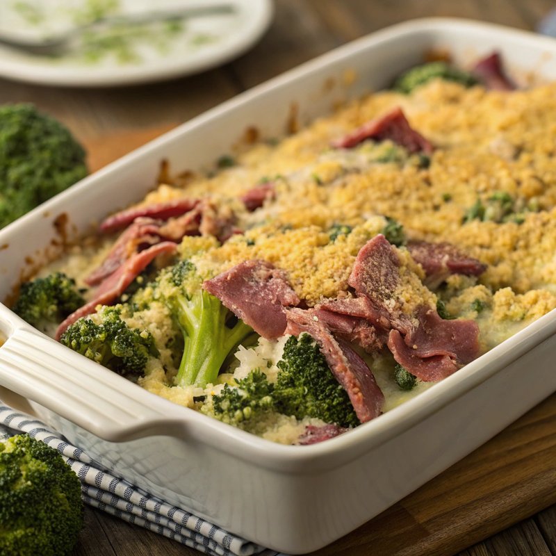 Savory Pastrami and Broccoli Casserole