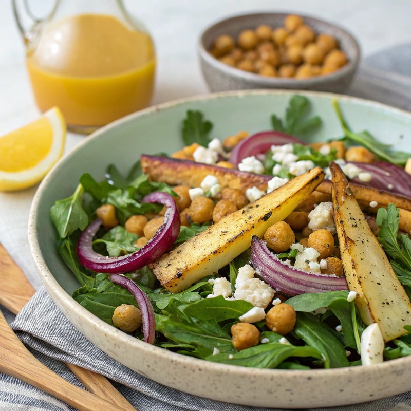 Roasted Parsnip and Chickpea Salad with Lemon Dressing