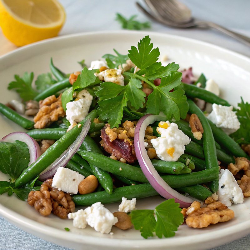 Crunchy Green Bean and Walnut Salad with Feta