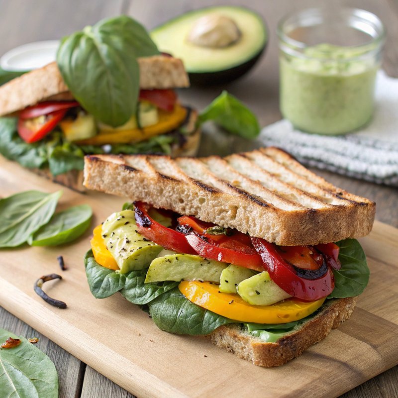 Grilled Veggie Sandwich with Avocado Spread