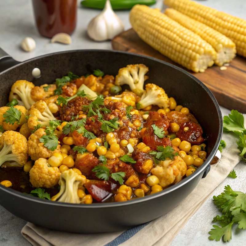 Bourbon-Glazed Corn and Cauliflower Sauté