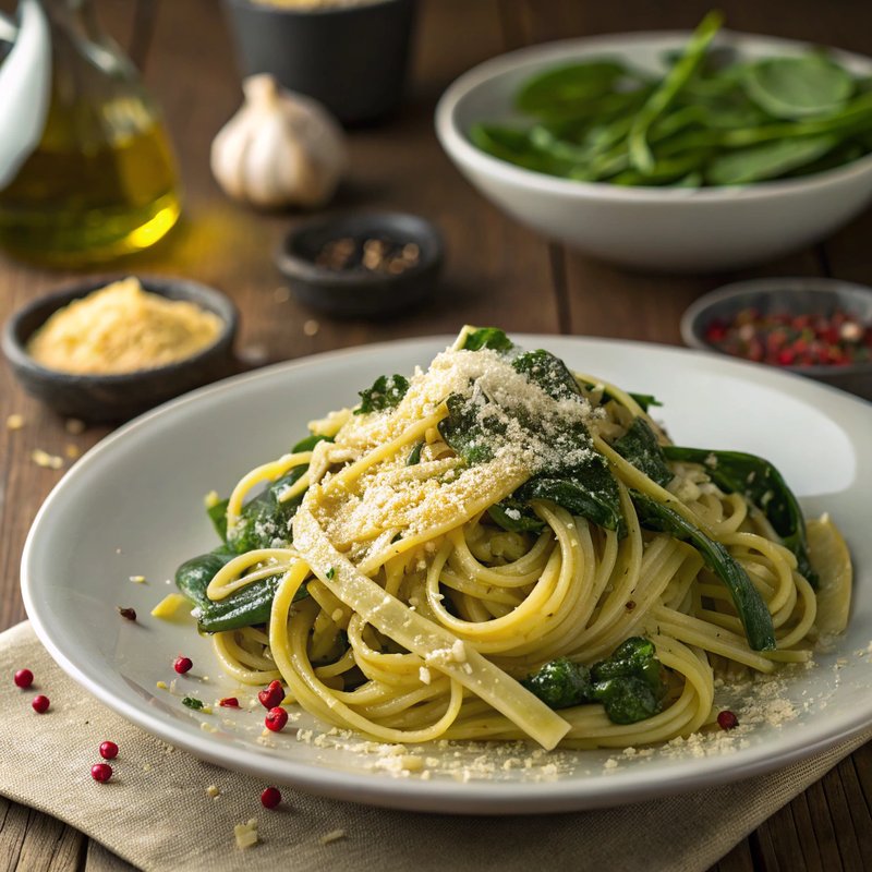 Garlic and Spinach Linguine