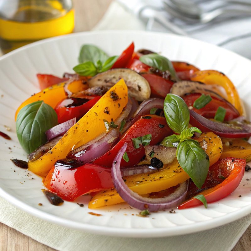 Mediterranean Roasted Bell Pepper and Onion Salad