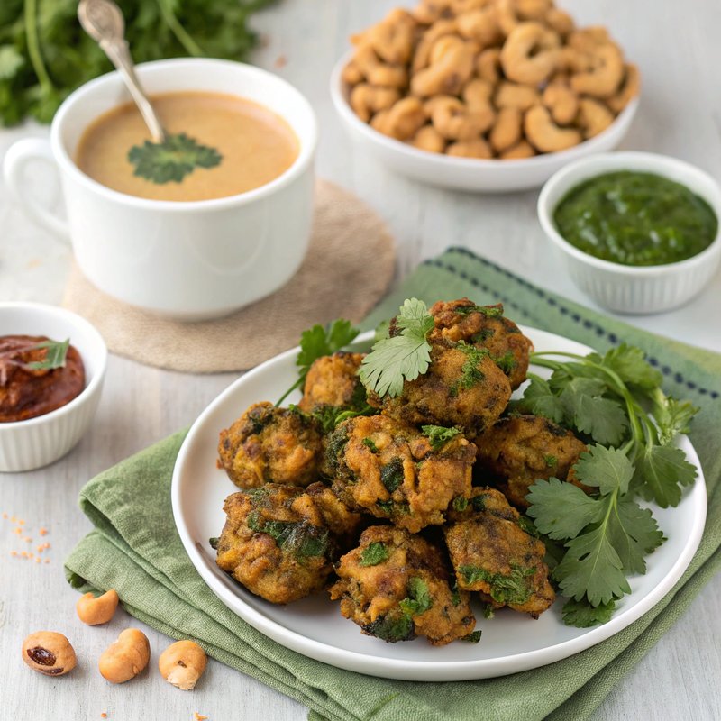 Crispy Spinach Cashew Pakoras