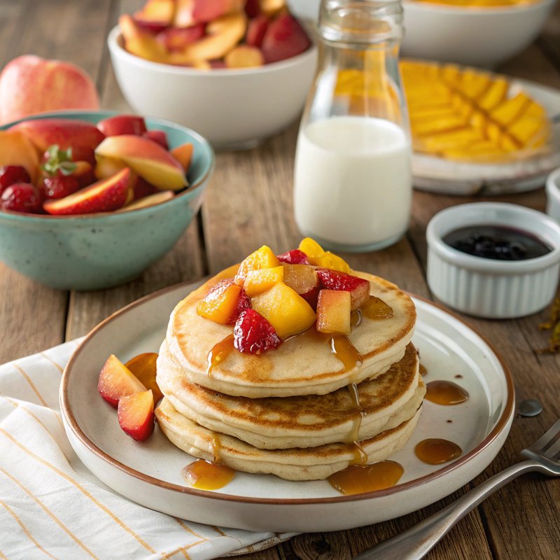 Tropical Nectarine and Mango Pancakes