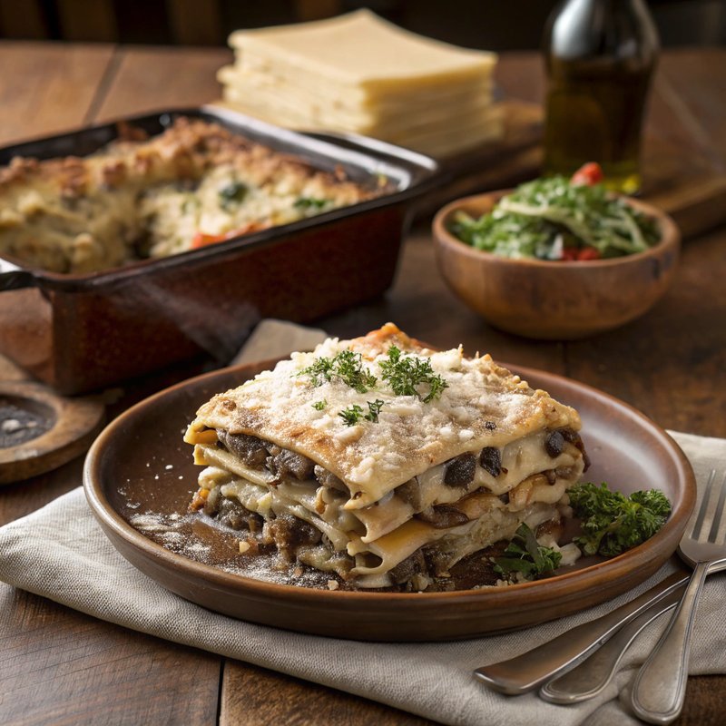 Rustic Cabbage and Mushroom Lasagna